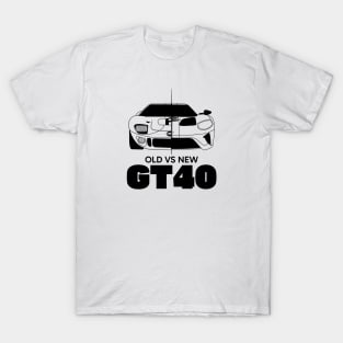 Old vs New GT40 Black Outline T-Shirt